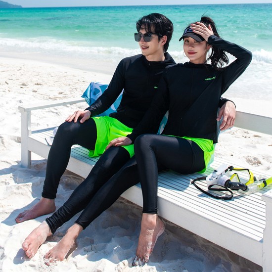 New men's and women's long-sleeved trousers suit wetsuit swimsuit split hooded beach couple outdoor sports