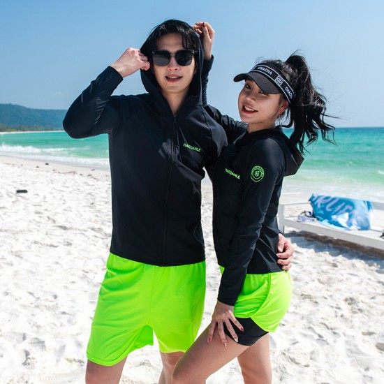 New men's and women's long-sleeved trousers suit wetsuit swimsuit split hooded beach couple outdoor sports