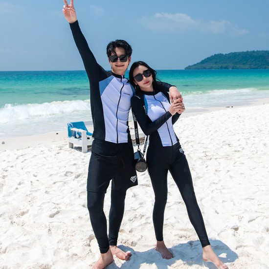 New wetsuit suit for men and women, covering belly, slimming, conservative color matching, long sleeves and trousers, surfing and snorkeling wholesale
