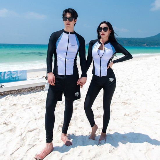 New wetsuit suit for men and women, covering belly, slimming, conservative color matching, long sleeves and trousers, surfing and snorkeling wholesale