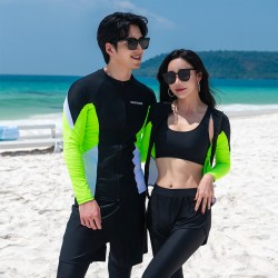 New men's and women's long-sleeved trousers wetsuits and swimsuits split fashionable color matching to cover the belly and look slimming conservative wholesale dropshipping