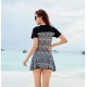 New fat girl one-piece swimsuit women's belly-covering slimming simple skirt style conservative small breasts push-up hot spring swimsuit