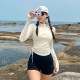 Sun protection long-sleeved high collar conservative zipper outer shirt tight and slim boxer briefs split swimsuit women's surfing wetsuit