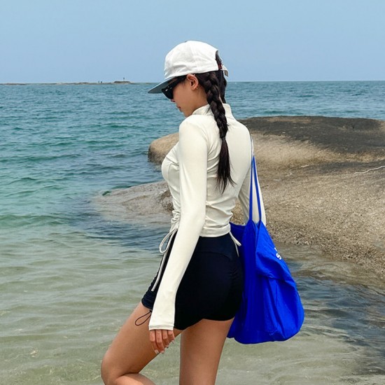 Sun protection long-sleeved high collar conservative zipper outer shirt tight and slim boxer briefs split swimsuit women's surfing wetsuit