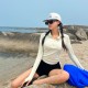 Sun protection long-sleeved high collar conservative zipper outer shirt tight and slim boxer briefs split swimsuit women's surfing wetsuit