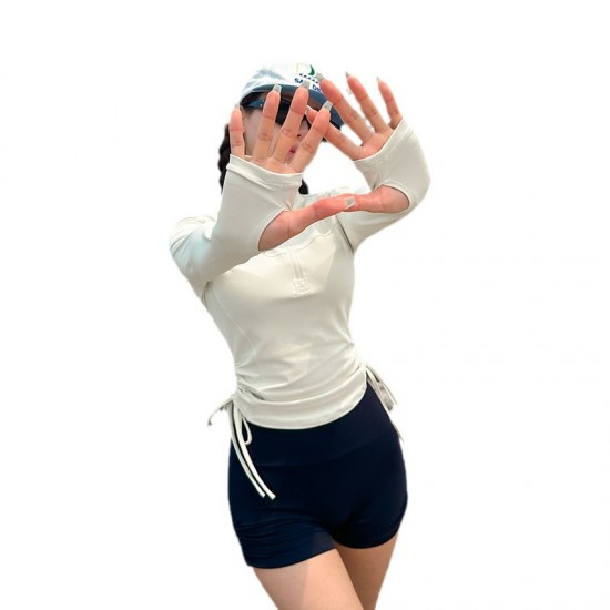Sun protection long-sleeved high collar conservative zipper outer shirt tight and slim boxer briefs split swimsuit women's surfing wetsuit