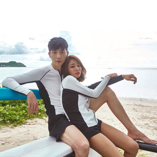 New Korean fashion split wetsuit zipper couple men and women jellyfish swimsuit long-sleeved surfing