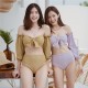 New long-sleeved split sexy swimsuit for women covering belly, slimming and small breasts, conservative bikini spa swimsuit