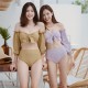 New long-sleeved split sexy swimsuit for women covering belly, slimming and small breasts, conservative bikini spa swimsuit