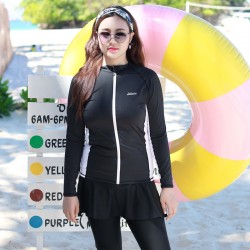Plus size long-sleeved swimsuit for fat women, split five-piece set of trousers, sun protection hot spring swimsuit, surfing jellyfish suit