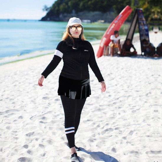 Swimsuit for women plus size fat mm split diving suit black sports sexy belly covering slimming hot spring swimsuit