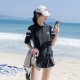 New style split sports swimsuit women's four-piece large size belly-covering slimming beach resort hot spring one-piece drop shipping