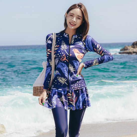 New style diving suit for women, split long-sleeved trousers, sun protection slimming swimming suit, snorkeling suit, jellyfish suit, swimming suit
