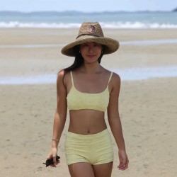 Korean style new split swimsuit women's solid color bikini small breast push up square angle fake bikini swimsuit