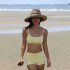 Korean style new split swimsuit women's solid color bikini small breast push up square angle fake bikini swimsuit