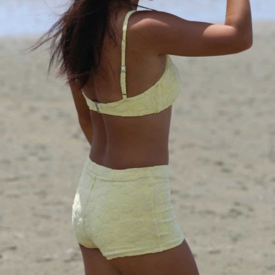 Korean style new split swimsuit women's solid color bikini small breast push up square angle fake bikini swimsuit