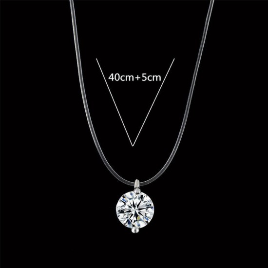European and American moissanite high-end touching fish tears S925 sterling silver transparent fishing line necklace clavicle chain niche diamond