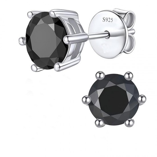 Black moissanite s925 sterling silver earrings for women moissanite snowflake heart-shaped six-claw earrings square four-claw six-claw
