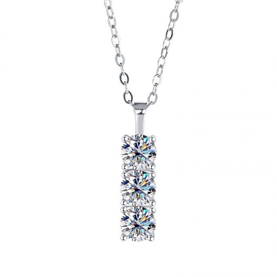 Sterling silver S925 moissanite traffic light necklace 50 points D color diamond light luxury high-end heavy industry pendant trendy hip-hop batch