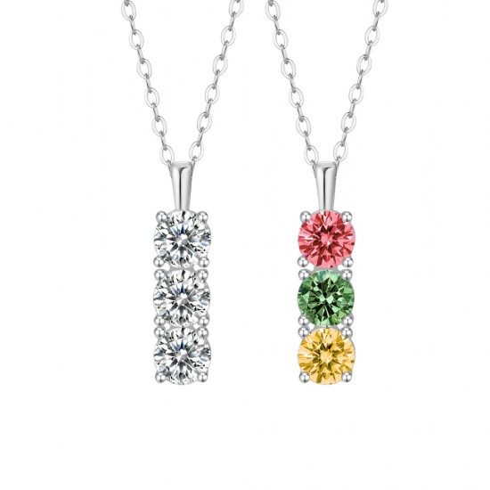Sterling silver S925 moissanite traffic light necklace 50 points D color diamond light luxury high-end heavy industry pendant trendy hip-hop batch