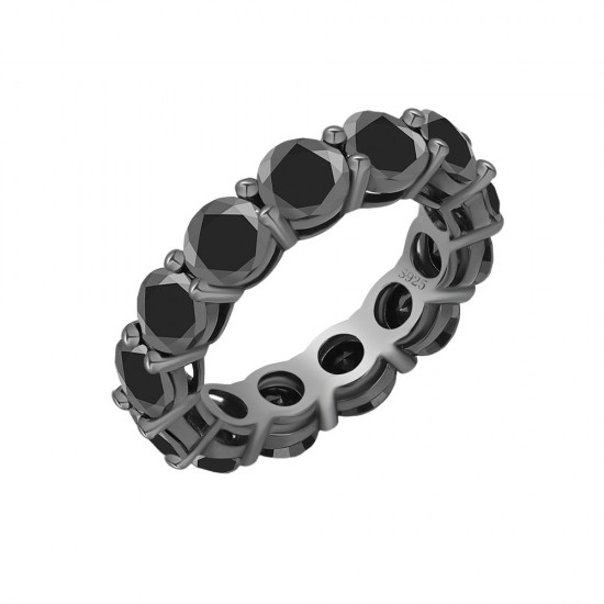 Pure silver S925 moissanite black warrior ring new European and American cross-border ring black moissanite non-fading thick gold