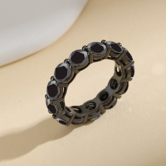 Pure silver S925 moissanite black warrior ring new European and American cross-border ring black moissanite non-fading thick gold