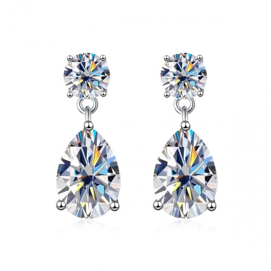 Cross-border hot selling European and American new classic water drop moissanite earrings casual earrings ins fashion earrings manufacturer