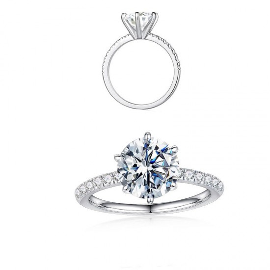 Sterling silver S925 cross-border Amazon best-selling six-claw micro-set ring ins niche design temperament versatile high-end sense