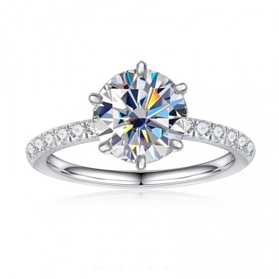 Sterling silver S925 cross-border Amazon best-selling six-claw micro-set ring ins niche design temperament versatile high-end sense