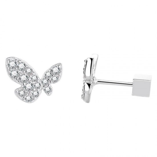 S925 sterling silver moissanite inlaid diamond butterfly earrings are exquisite, small and niche, everyday versatile ear bone studs for women