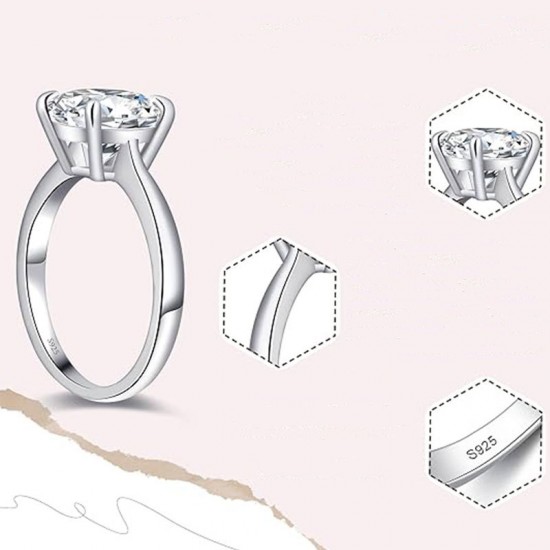 Sterling silver S925 moissanite Zhoujia four-claw classic style 3 carat cross-border best-selling European and American simple GRA diamond ring