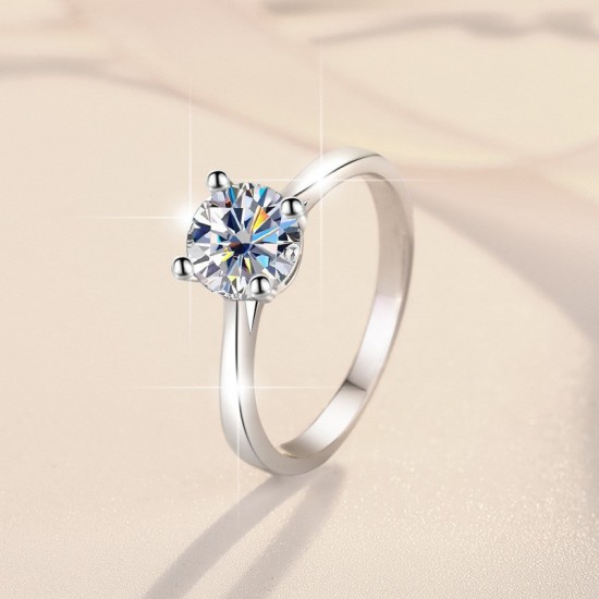 Sterling silver S925 moissanite Zhoujia four-claw classic style 3 carat cross-border best-selling European and American simple GRA diamond ring
