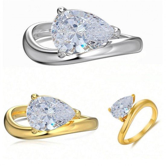 European and American new s925 sterling silver moissanite diamond ring for women, inlaid with pear-shaped ice flower cut diamond, fashionable and beautiful ring