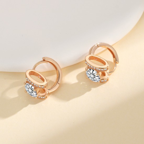Sterling silver S925 moissanite earrings, high-end letter H, big brand elements, light luxury style, diamond-encrusted champagne gold, non-fading
