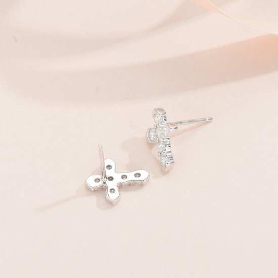 Sterling silver S925 moissanite cross earrings, cross-border hot-selling, universal for men and women, niche, luxury and high-end.