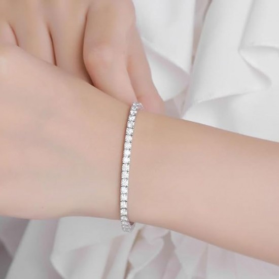 Sterling Silver S925 Moissanite Tennis Bracelet New Style Men's and Women's Bracelet Silver Gold Plated Hand Jewelry Cross-Border Hot Selling