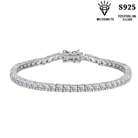 Sterling Silver S925 Moissanite Tennis Bracelet New Style Men's and Women's Bracelet Silver Gold Plated Hand Jewelry Cross-Border Hot Selling