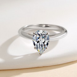 Pure silver S925 moissanite drop ring 2 carat 7*10 special-shaped diamond ring high-end heavy industry cross-border wholesale
