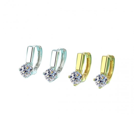 Sterling silver S925 moissanite ear hook D color diamond ear buckle mini exquisite small earring letter D shape high-end sense