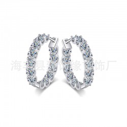 Cross-border supply S925 silver moissanite full diamond earrings high-end fashion full diamond earrings moissanite earrings heavy industry