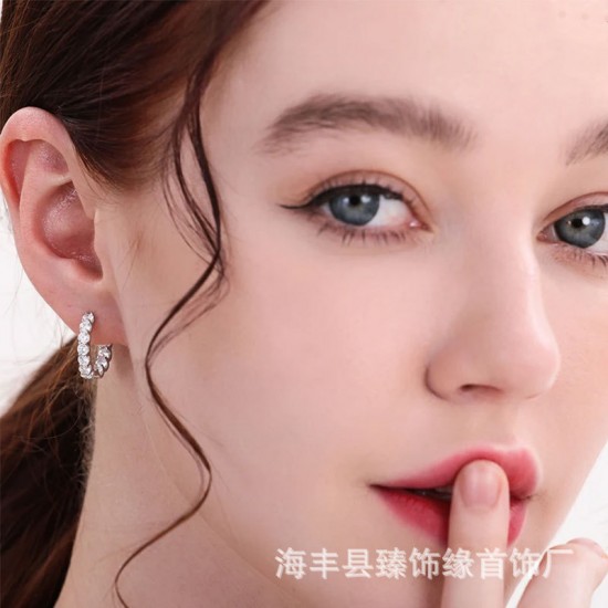 Cross-border supply S925 silver moissanite full diamond earrings high-end fashion full diamond earrings moissanite earrings heavy industry