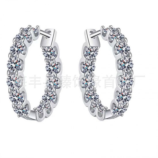 Cross-border supply S925 silver moissanite full diamond earrings high-end fashion full diamond earrings moissanite earrings heavy industry