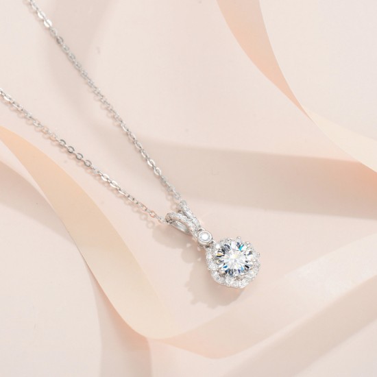 Pure silver S925 moissanite heavy industry flower purse necklace original design niche pendant light luxury design full of diamonds and luxury setting