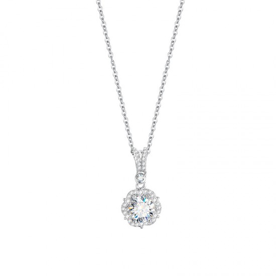 Pure silver S925 moissanite heavy industry flower purse necklace original design niche pendant light luxury design full of diamonds and luxury setting