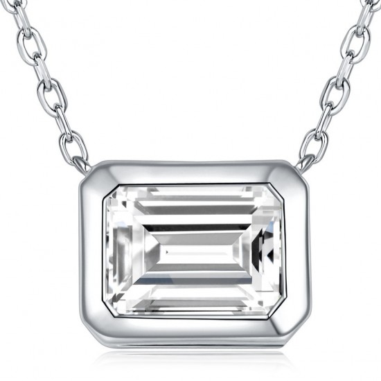 Cross-border rectangular moissanite original color 5*7mm 1 carat emerald niche design S925 silver plated 18k clavicle