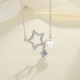 Cross-border hot-selling European and American full body S925 sterling silver moissanite necklace star pearl necklace five-pointed star flash diamond versatile