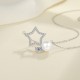 Cross-border hot-selling European and American full body S925 sterling silver moissanite necklace star pearl necklace five-pointed star flash diamond versatile