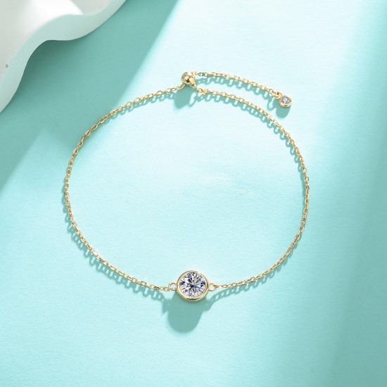 Cross-border fashion pendant S925 silver moissanite bracelet Simple classic bubble moissanite set single diamond necklace
