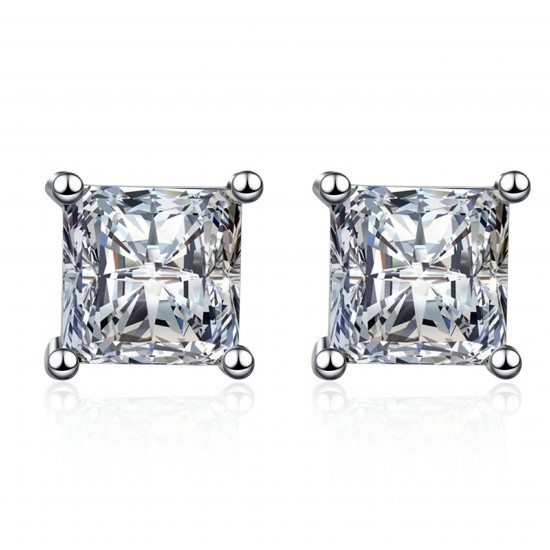 S925 Silver 1 Carat Moissanite Stud Earrings Dove Egg Shape Princess Square Love Rectangular Shaped Diamond Earrings