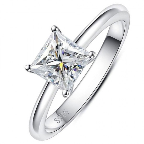 Pure silver S925 moissanite princess ring cross-border hot selling European and American diamond ring 123 carat D color GRA heavy industry version